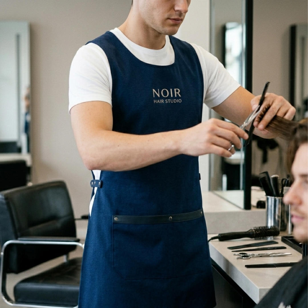 Premium Friseurschürze Dunkelblau